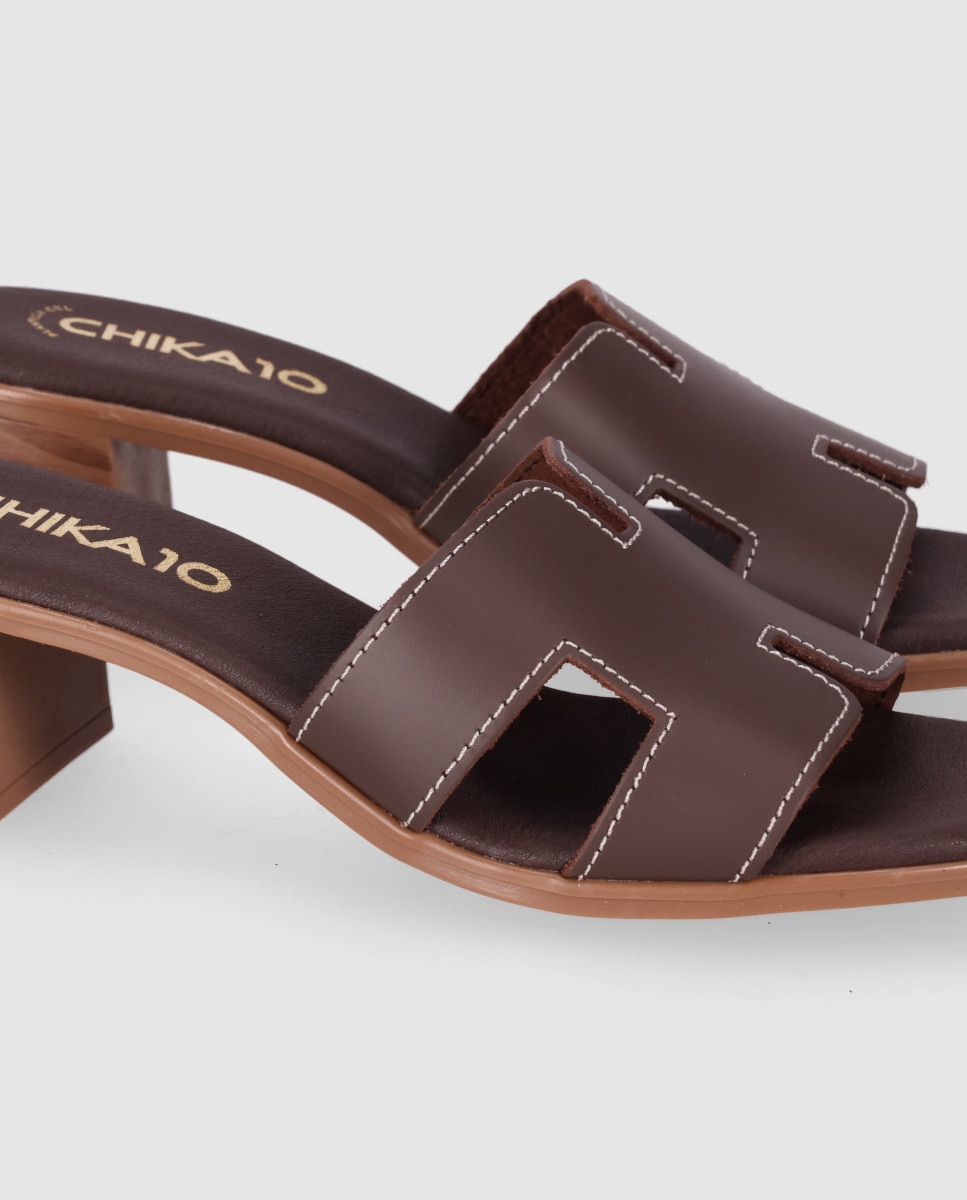 Sandalias de tacón de mujer chika10 en color marron con cierre de sin cierre abiertos - Marrón Marrón-5