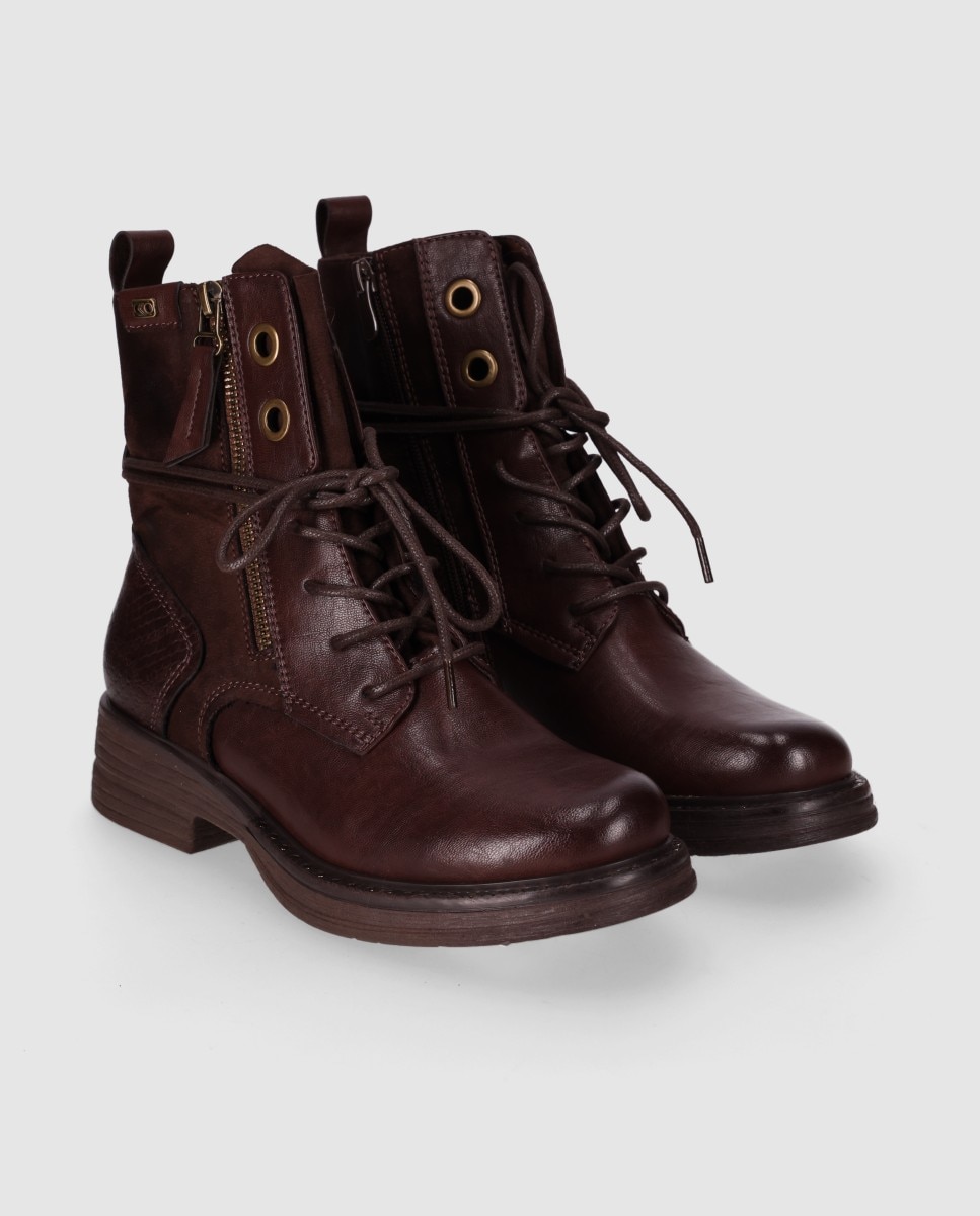 Botines básicos de mujer estilo urbano con suela robusta y detalles metálicos decorativos - Chika10 - Marrón Marrón-3