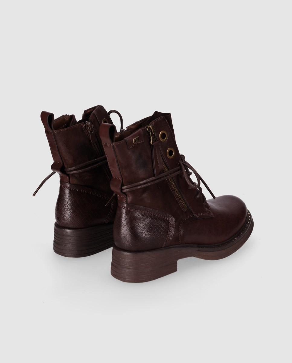 Botines básicos de mujer estilo urbano con suela robusta y detalles metálicos decorativos - Chika10 - Marrón Marrón-2