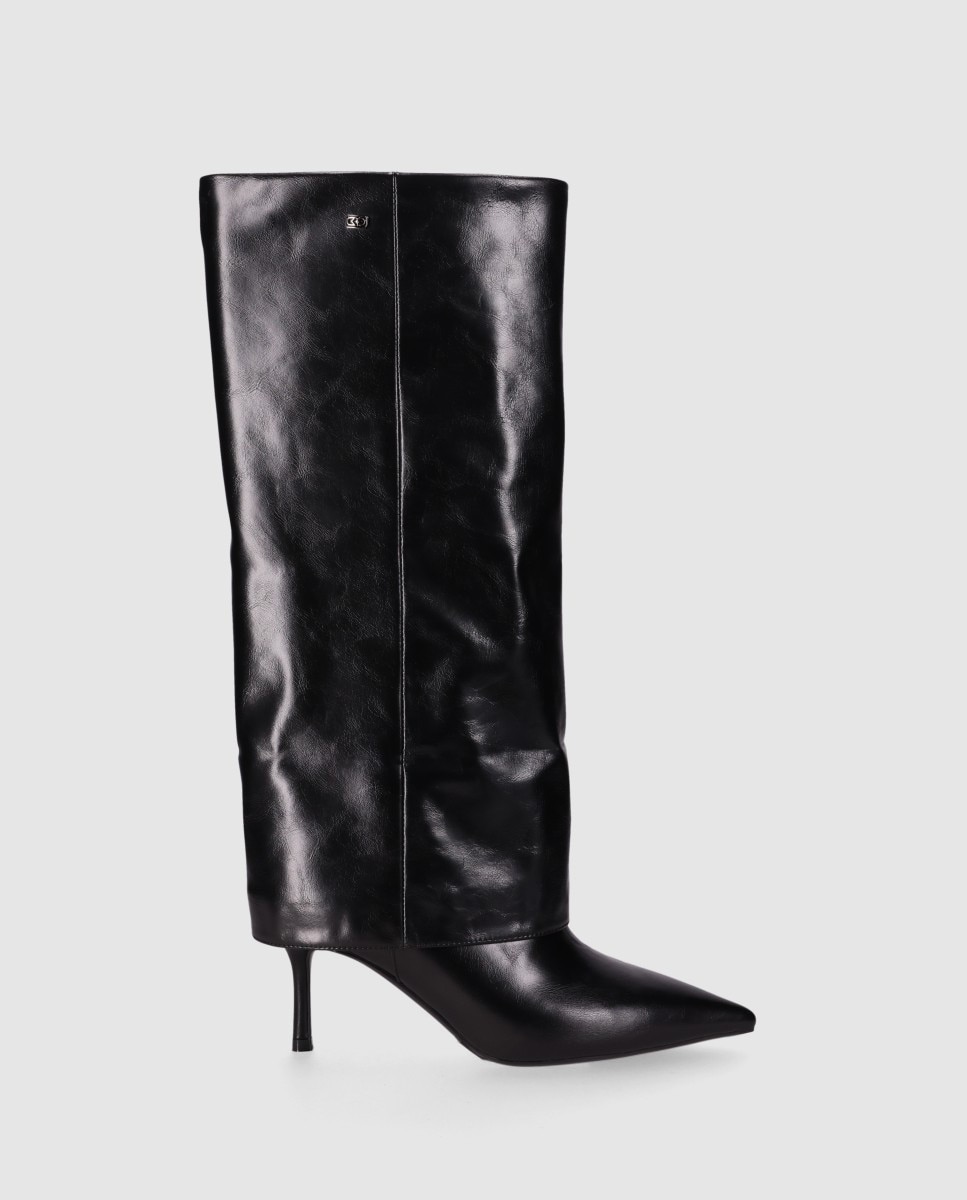 Botas básicas de mujer con acabado liso y puntera afilada - Chika10 - Negro Negro-1