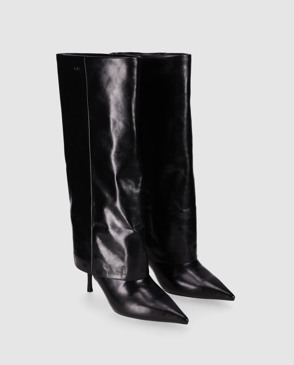 Botas básicas de mujer con acabado liso y puntera afilada - Chika10 - Negro Negro-2