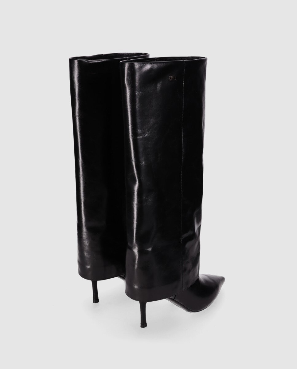 Botas básicas de mujer con acabado liso y puntera afilada - Chika10 - Negro Negro-3