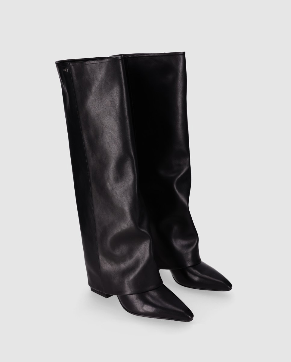 Botas básicas de mujer con diseño recto y puntera afilada - Chika10 - Negro Negro-2