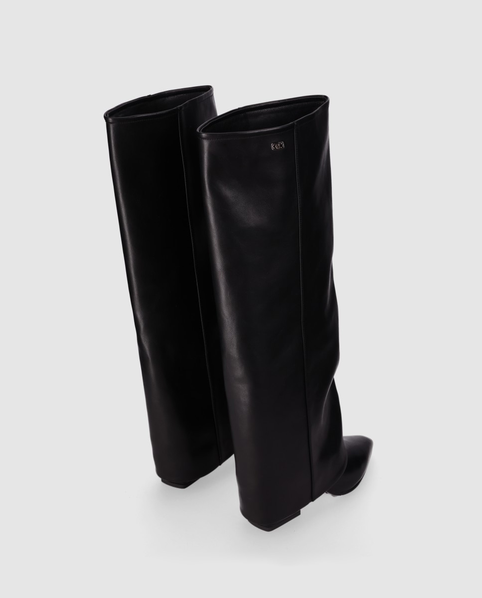Botas básicas de mujer con diseño recto y puntera afilada - Chika10 - Negro Negro-4