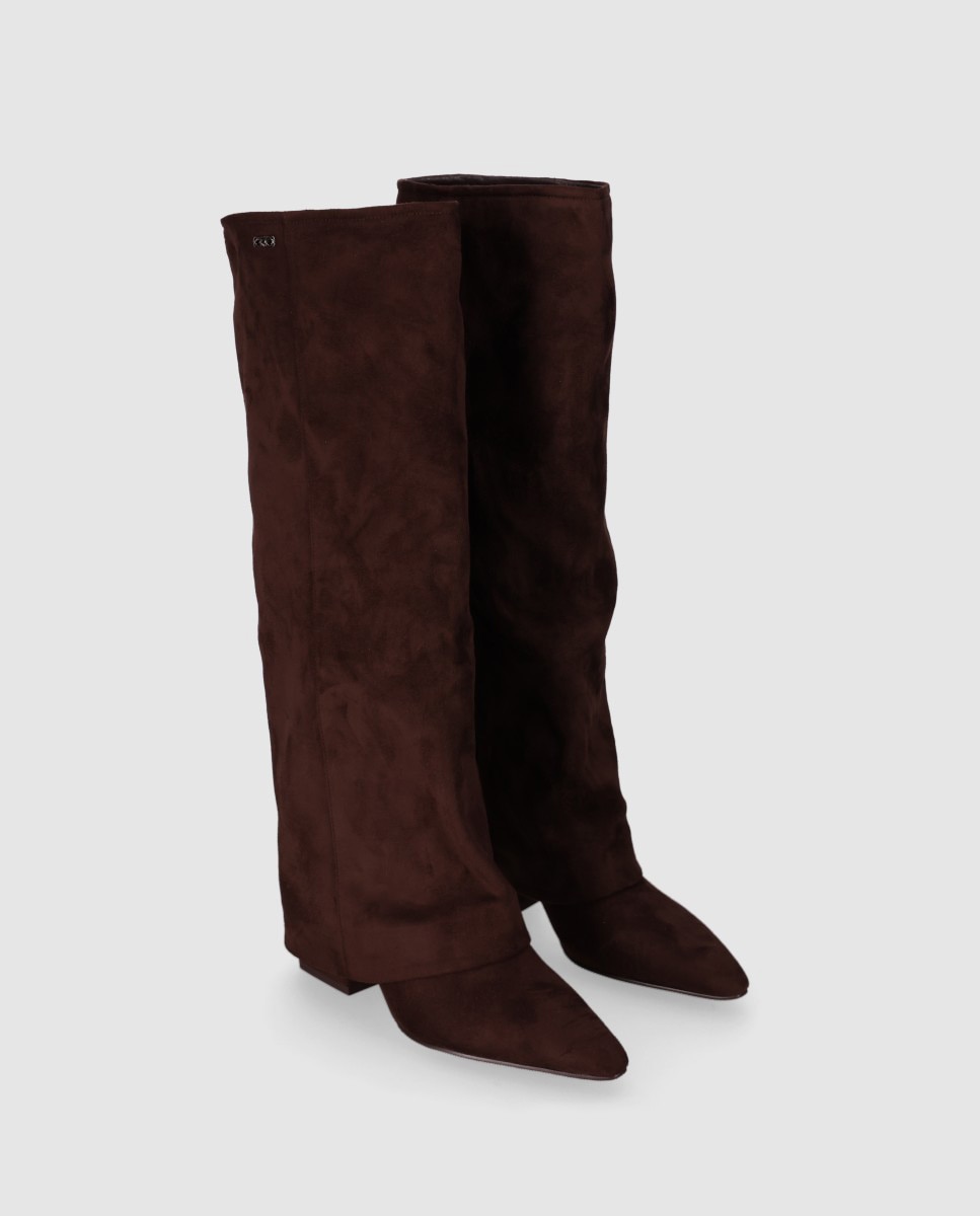 Botas básicas de mujer con diseño recto y puntera afilada - Chika10 - Marrón Marrón-2