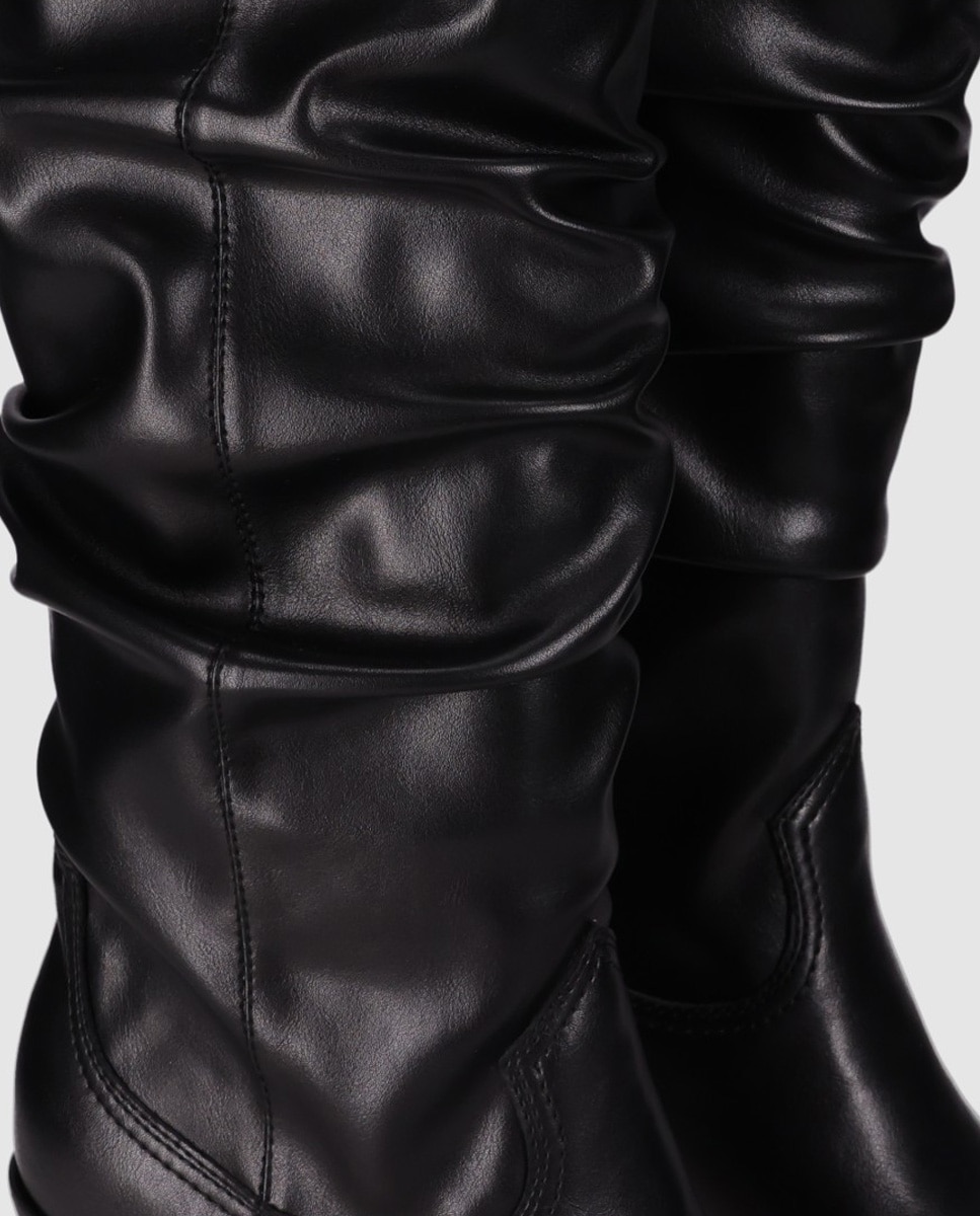 Botas cowboy de mujer de estilo desenfadado con caña alta y puntera afilada - Chika10 - Negro Negro-4
