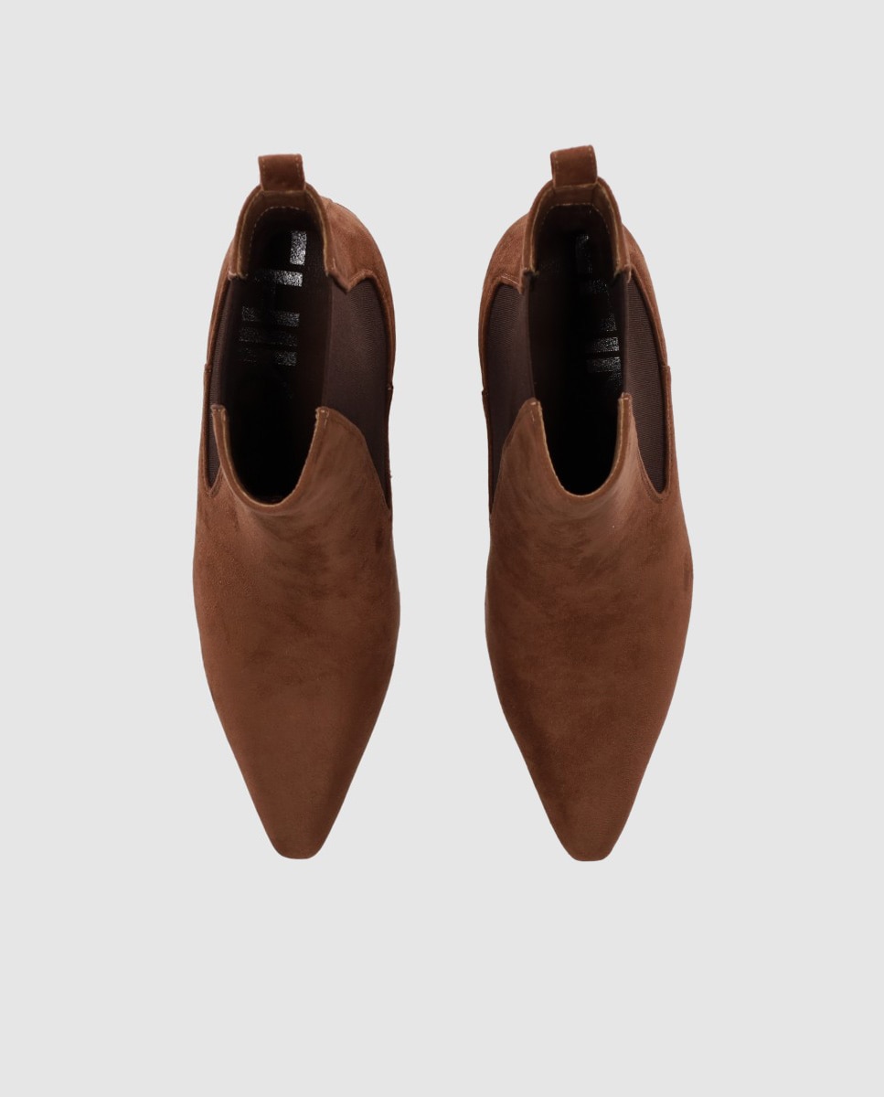 Botines chelsea de mujer con tacón ancho y panel elástico lateral que facilita el calce - Chika10 - Marrón claro Marrón claro-4
