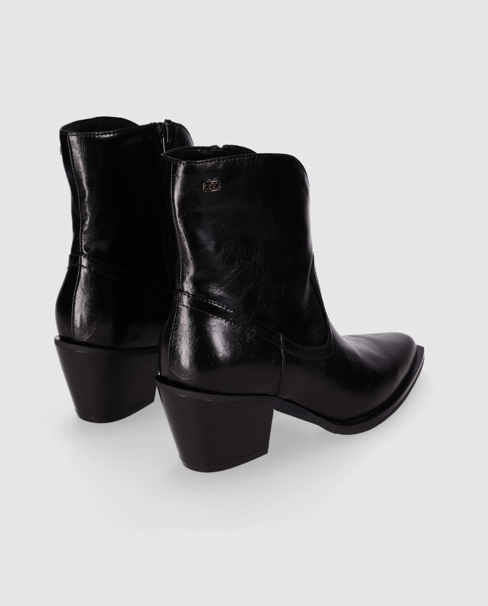 Botas cowboy de mujer con caña asimétrica y cierre de cremallera - Chika10 - Negro Negro-2