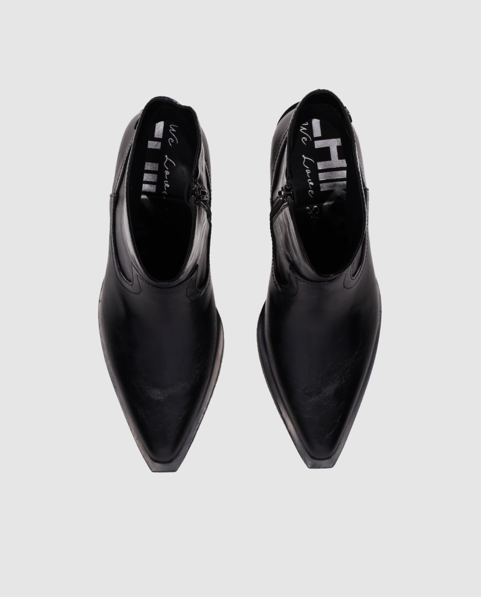 Botas cowboy de mujer con caña asimétrica y cierre de cremallera - Chika10 - Negro Negro-4