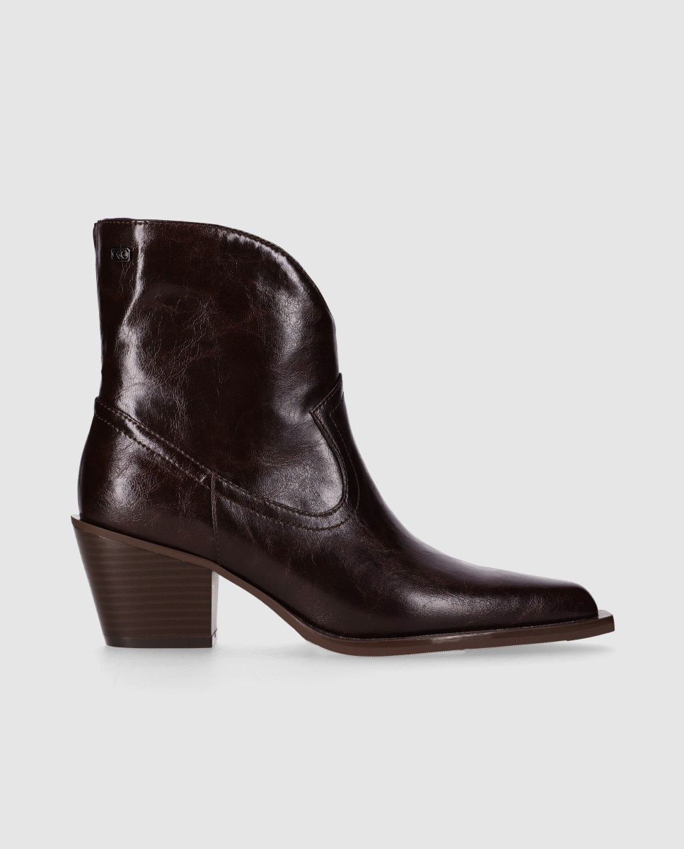 Botas cowboy de mujer con caña asimétrica y cierre de cremallera - Chika10 - Marrón Marrón-1