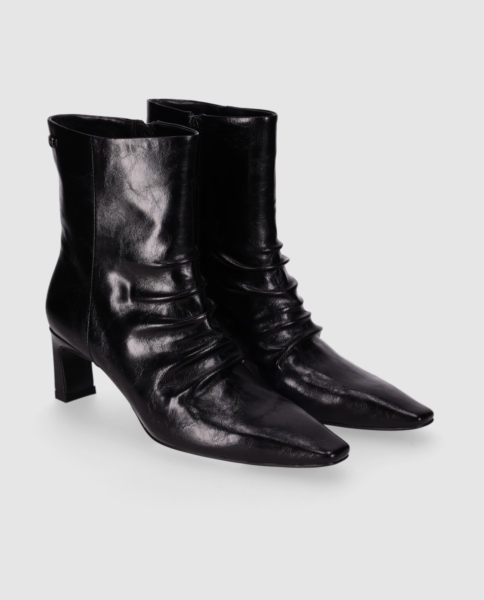 Botines básicos de mujer con aire sofisticado con punta afilada y cierre de cremallera - Chika10 - Negro Negro-4