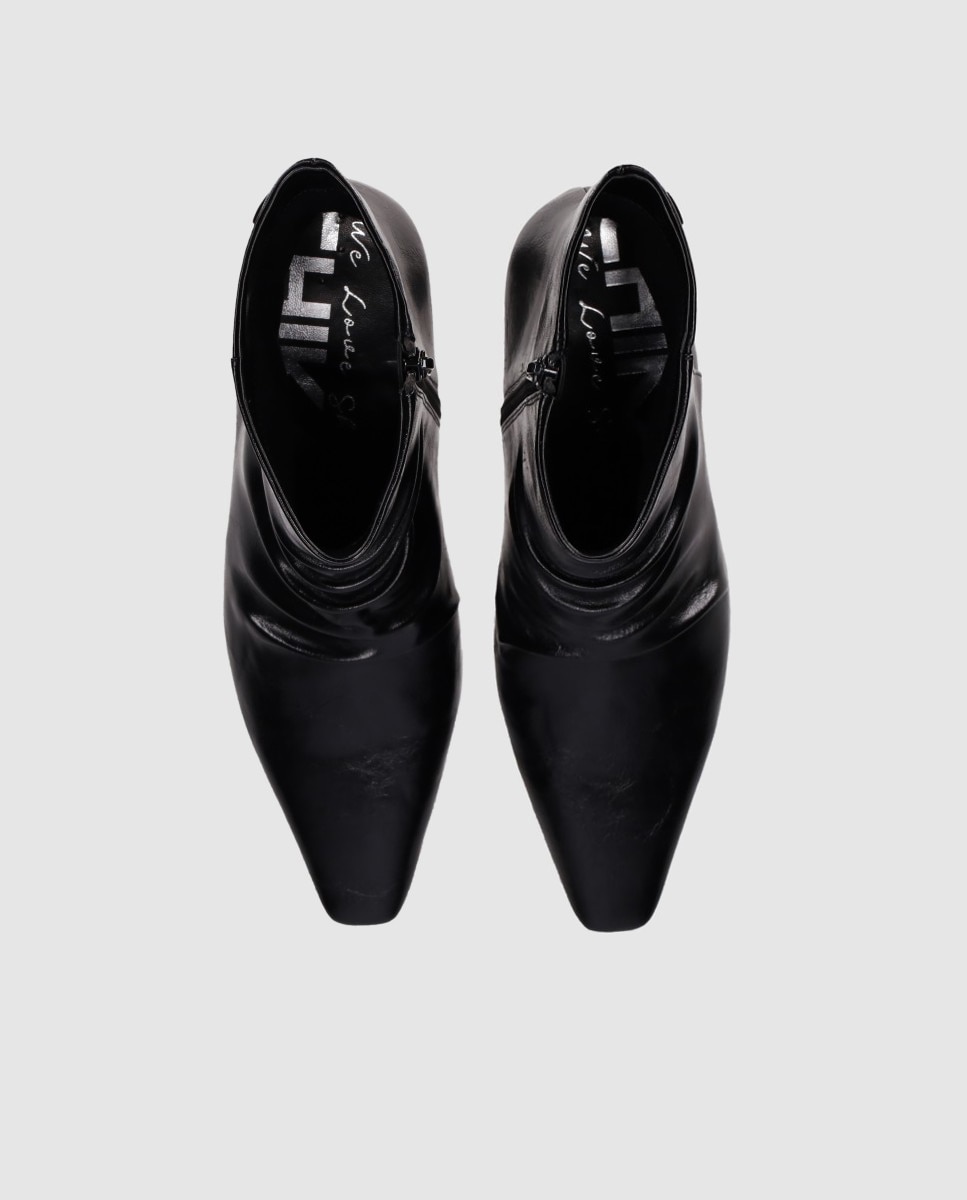 Botines básicos de mujer con aire sofisticado con punta afilada y cierre de cremallera - Chika10 - Negro Negro-5