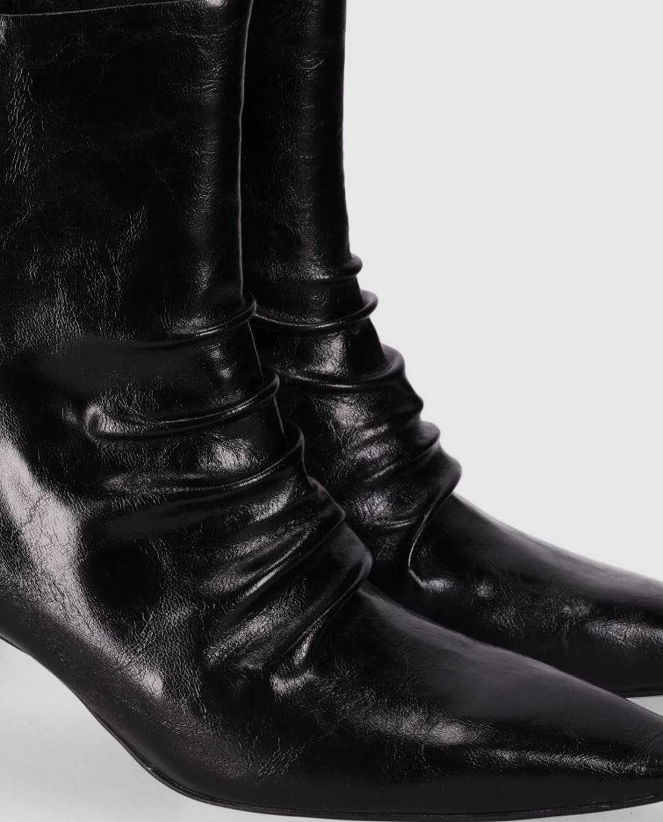 Botines básicos de mujer con aire sofisticado con punta afilada y cierre de cremallera - Chika10 - Negro Negro-2