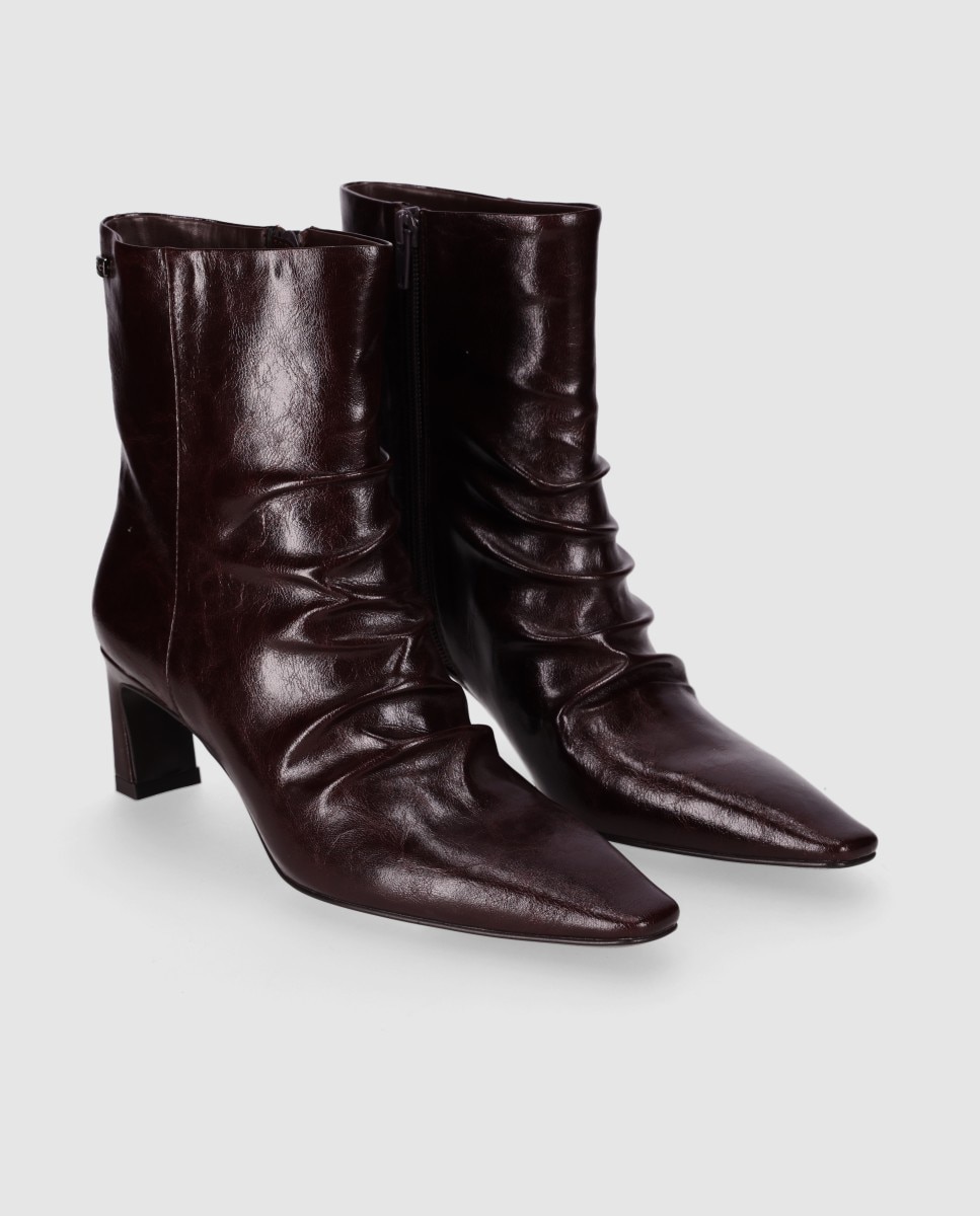 Botines básicos de mujer con aire sofisticado con punta afilada y cierre de cremallera - Chika10 - Marrón Marrón-4