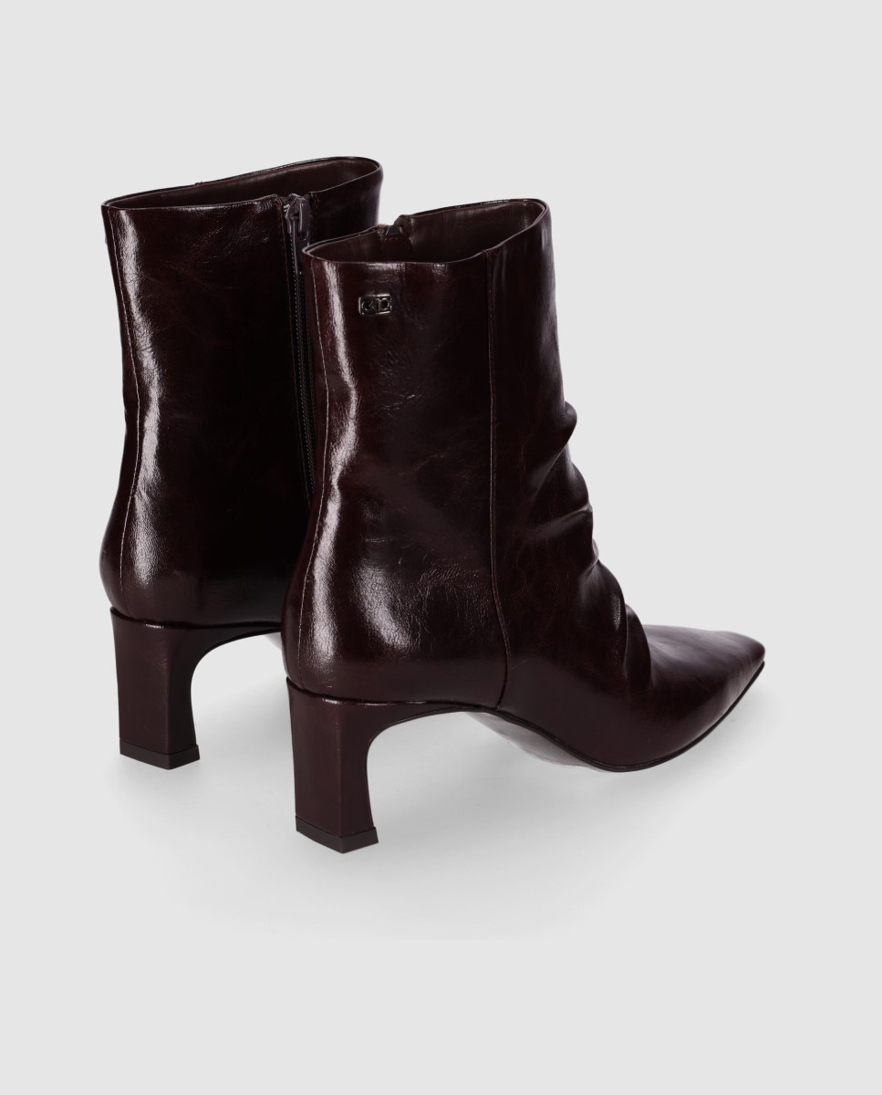 Botines básicos de mujer con aire sofisticado con punta afilada y cierre de cremallera - Chika10 - Marrón Marrón-3