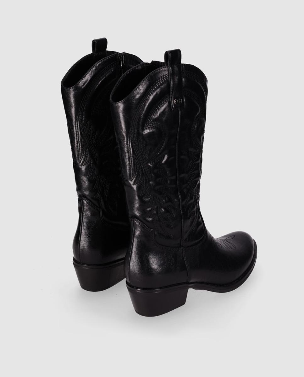 Botas cowboy de mujer con tacón medio y bordados decorativos - Chika10 - Negro Negro-2