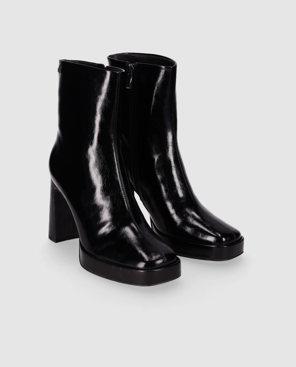 Botines básicos de mujer de punta redondeada y tacón alto - Chika10 - Negro Negro-4