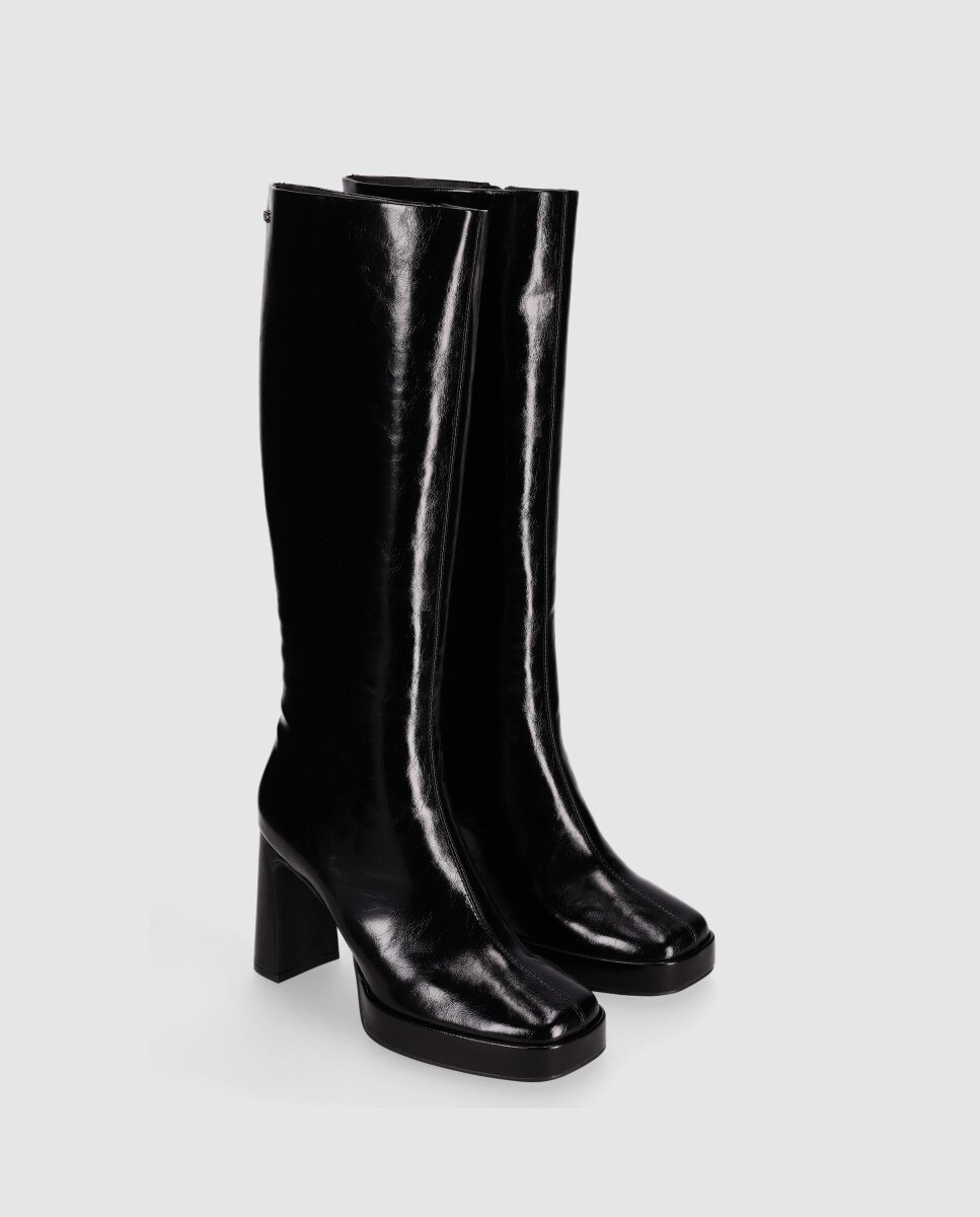 Botas básicas de mujer con caña alta y tacón alto - Chika10 - Negro Negro-2
