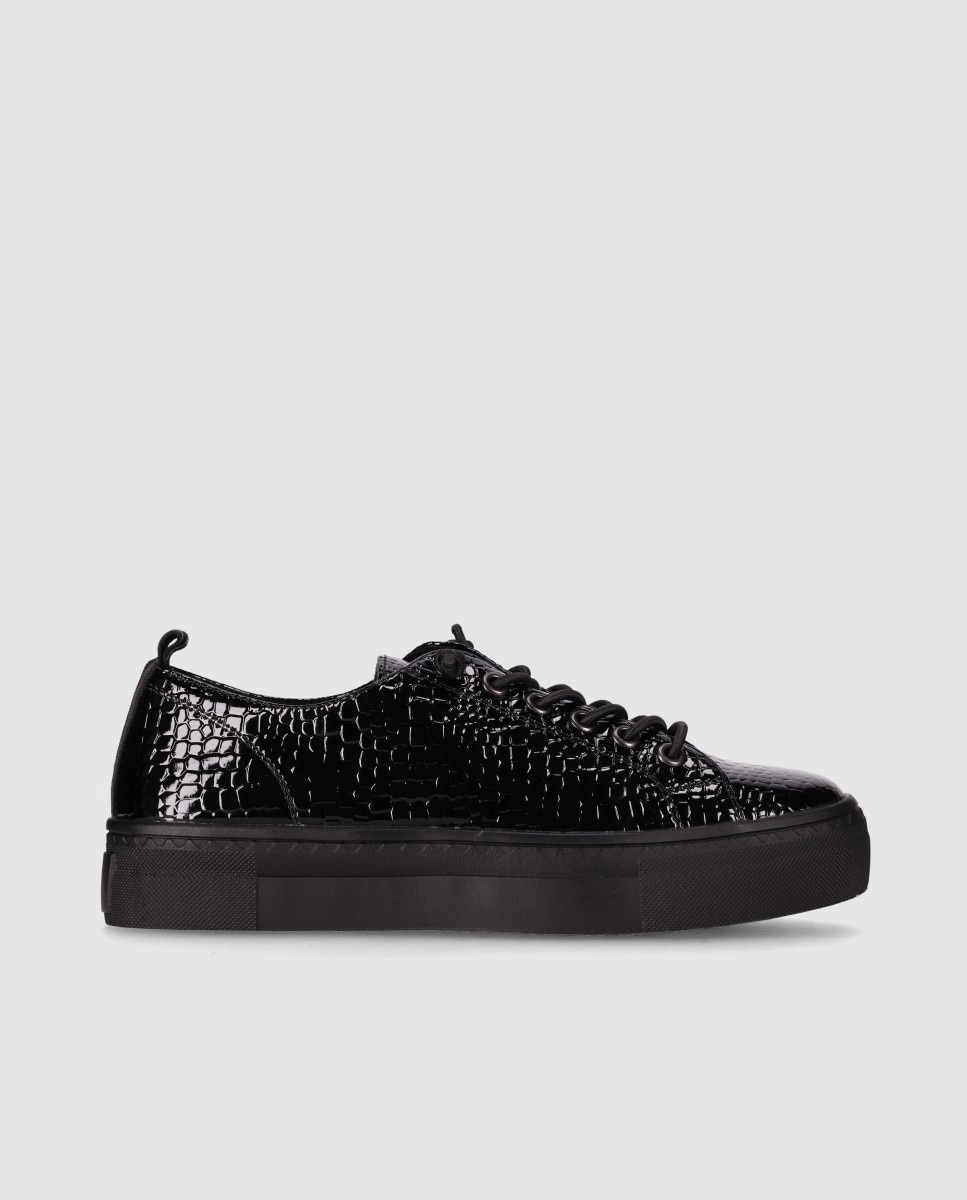 Zapatillas básicas de mujer de estilo urbano con acabado de charol - Chika10 - Negro Negro-1