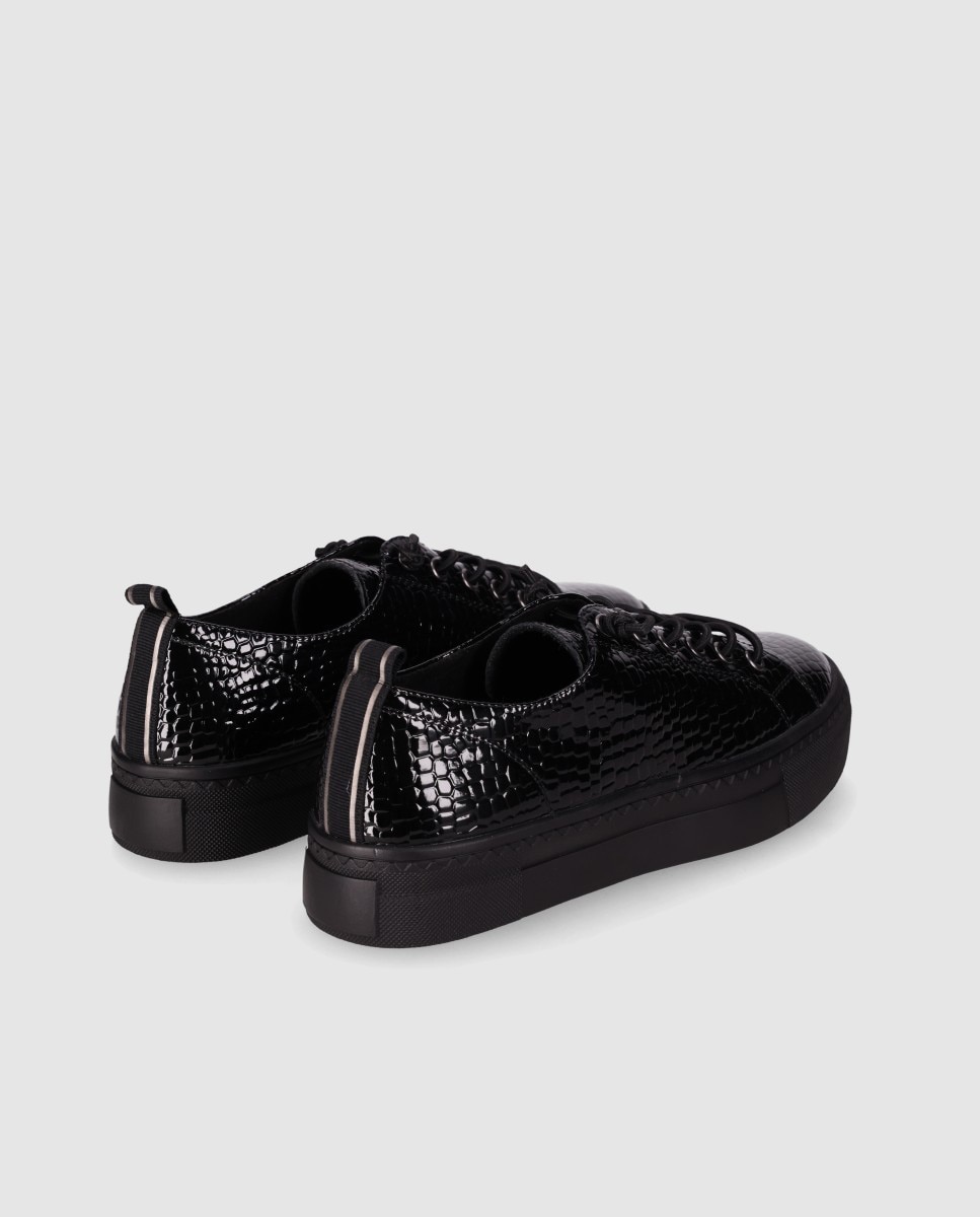Zapatillas básicas de mujer de estilo urbano con acabado de charol - Chika10 - Negro Negro-2