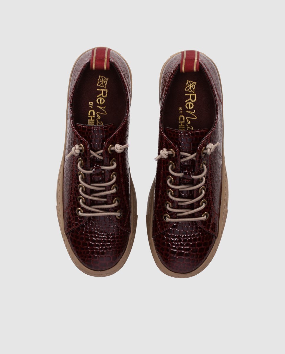 Zapatillas básicas de mujer de estilo urbano con acabado de charol - Chika10 - Burdeos Burdeos-4