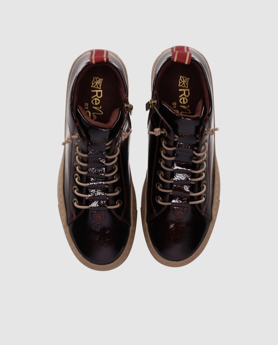 Zapatillas altas de mujer de estilo rubano con acabado de charol - Chika10 - Burdeos Burdeos-4