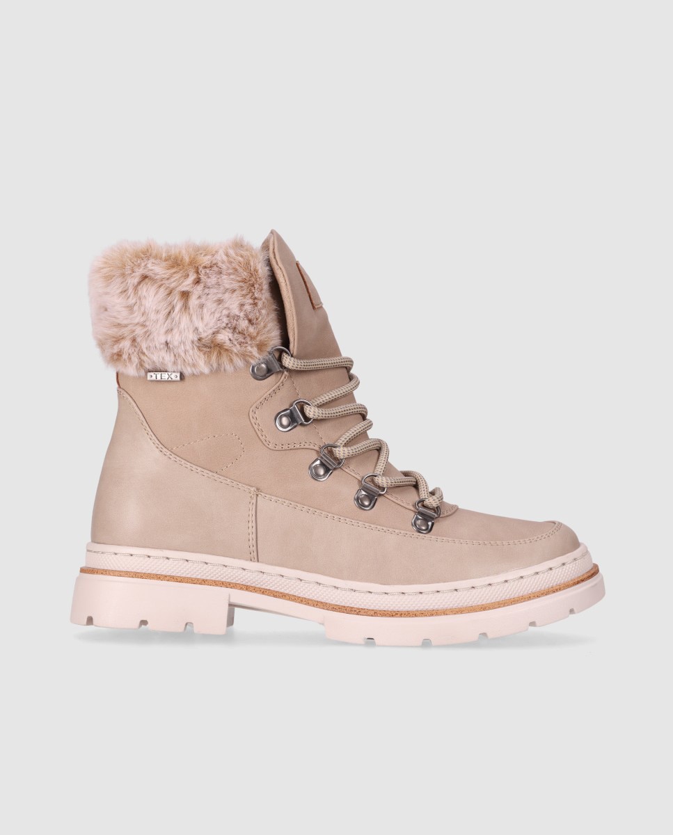 Botines de pelo de mujer estilo outdoor con suela robusta - Chika10 - Beige Beige-1