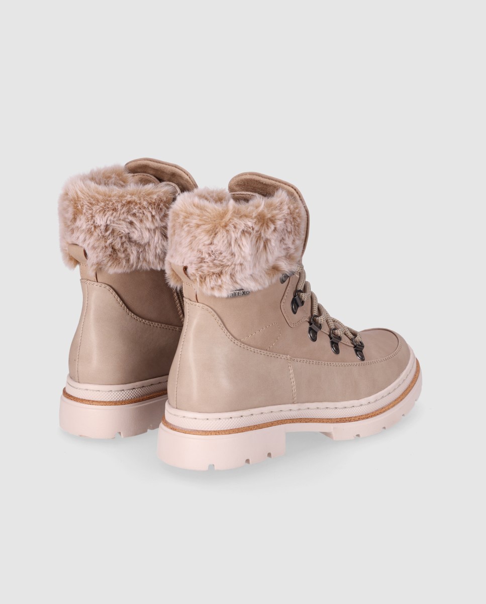 Botines de pelo de mujer estilo outdoor con suela robusta - Chika10 - Beige Beige-2