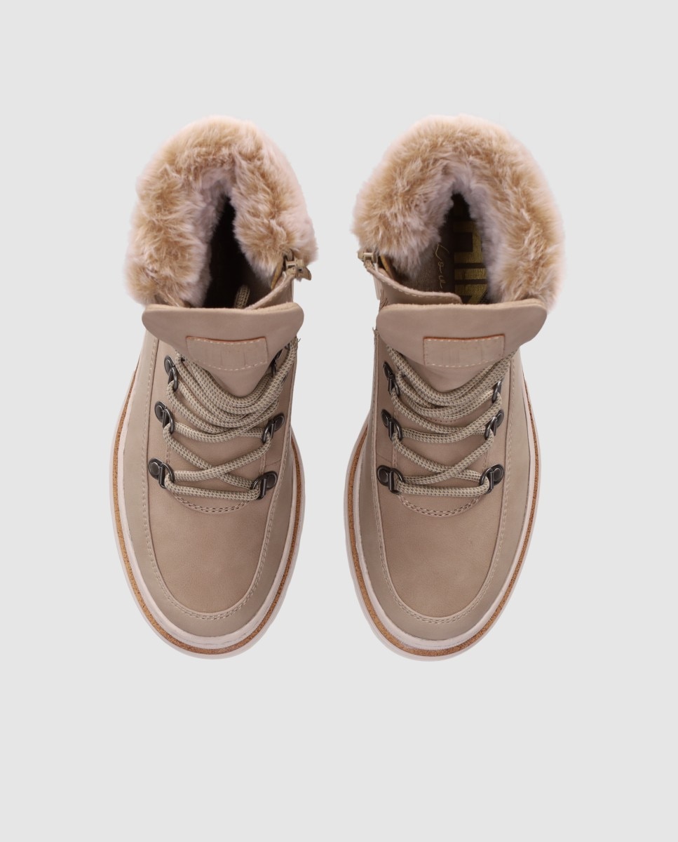 Botines de pelo de mujer estilo outdoor con suela robusta - Chika10 - Beige Beige-4