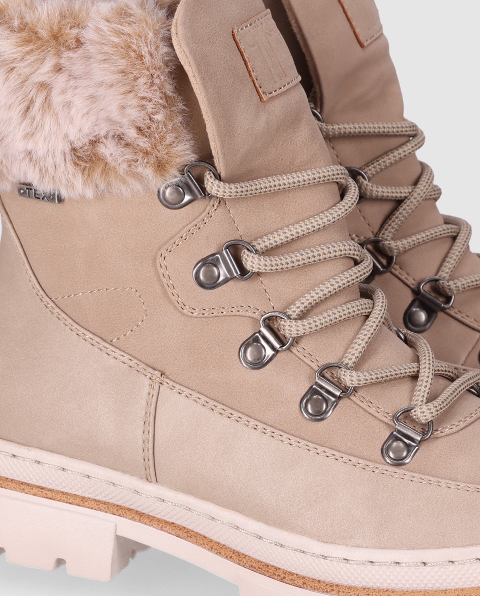 Botines de pelo de mujer estilo outdoor con suela robusta - Chika10 - Beige Beige-5