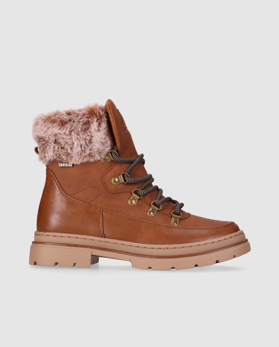 Botines de pelo de mujer estilo outdoor con suela robusta - Chika10 - Marrón claro Marrón claro-1