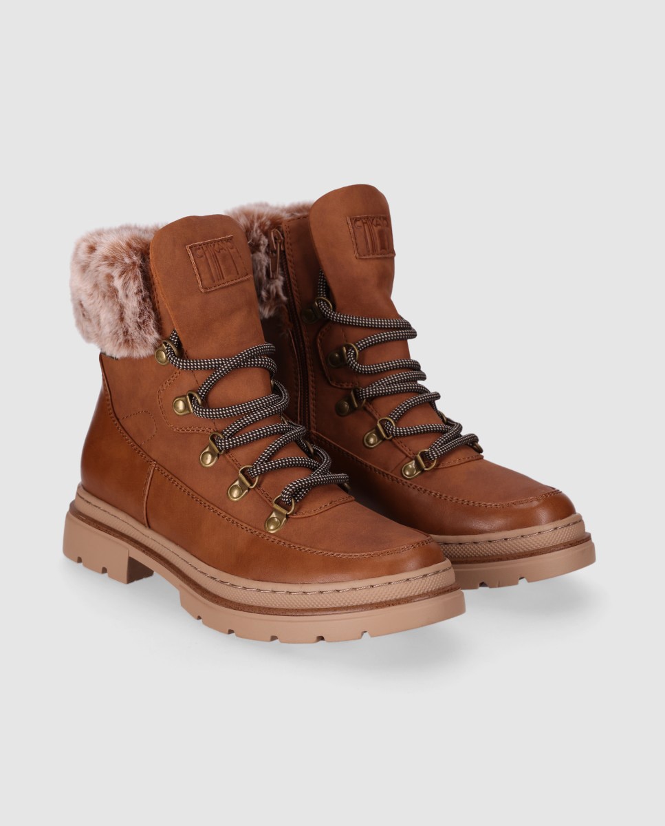 Botines de pelo de mujer estilo outdoor con suela robusta - Chika10 - Marrón claro Marrón claro-4