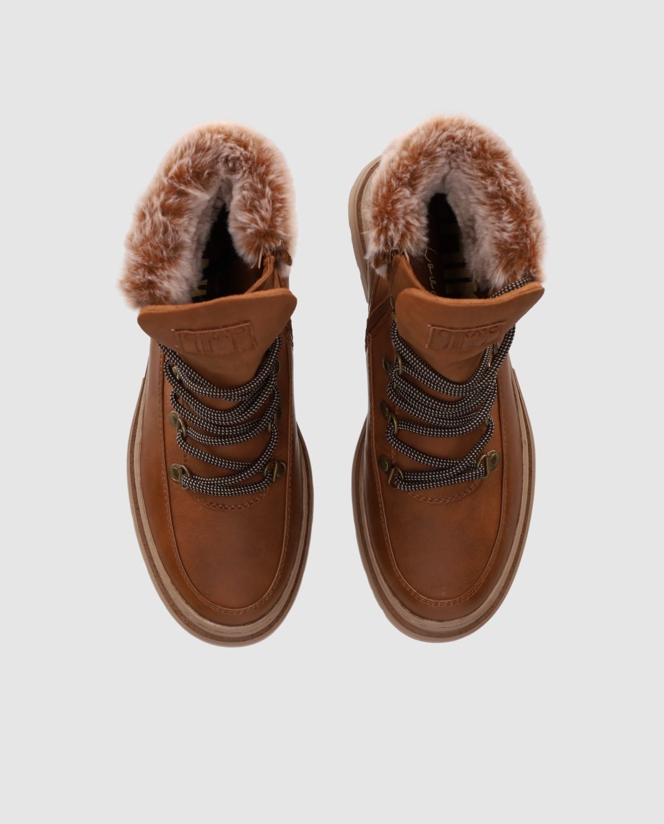 Botines de pelo de mujer estilo outdoor con suela robusta - Chika10 - Marrón claro Marrón claro-5