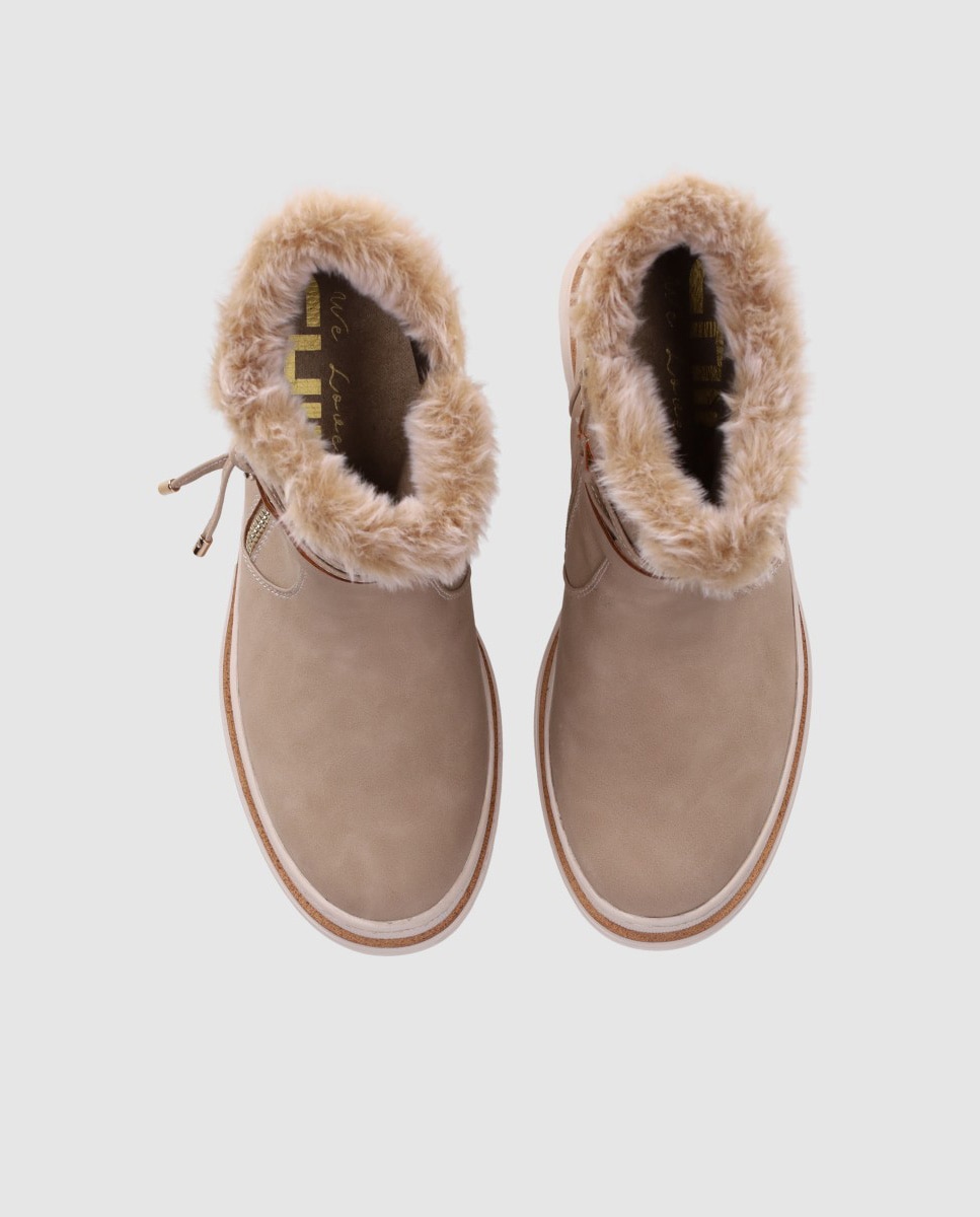 Botines de pelo de mujer con suela robusta de estética aventurera y urbana - Chika10 - Beige Beige-5