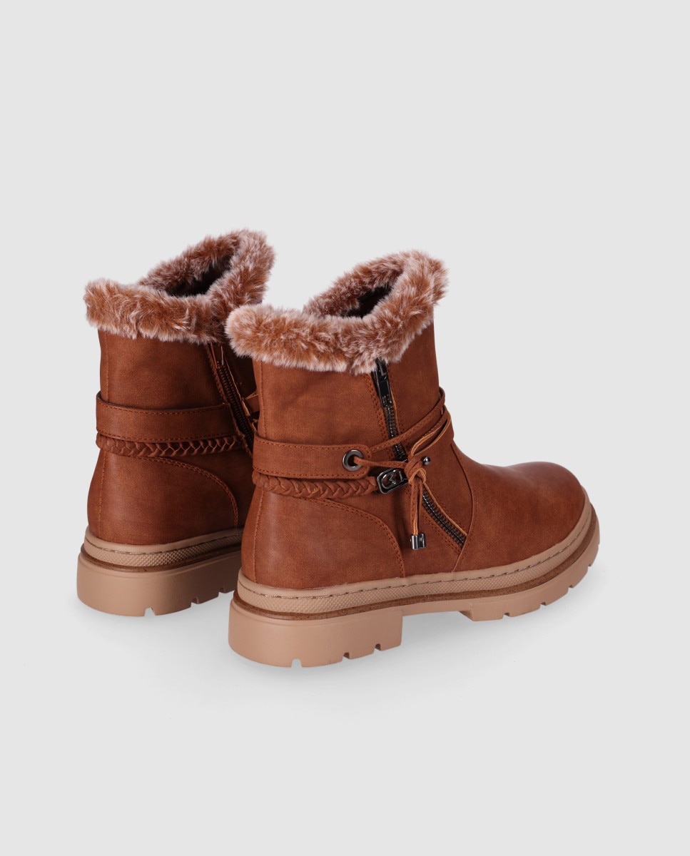 Botines de pelo de mujer con suela robusta de estética aventurera y urbana - Chika10 - Marrón claro Marrón claro-2
