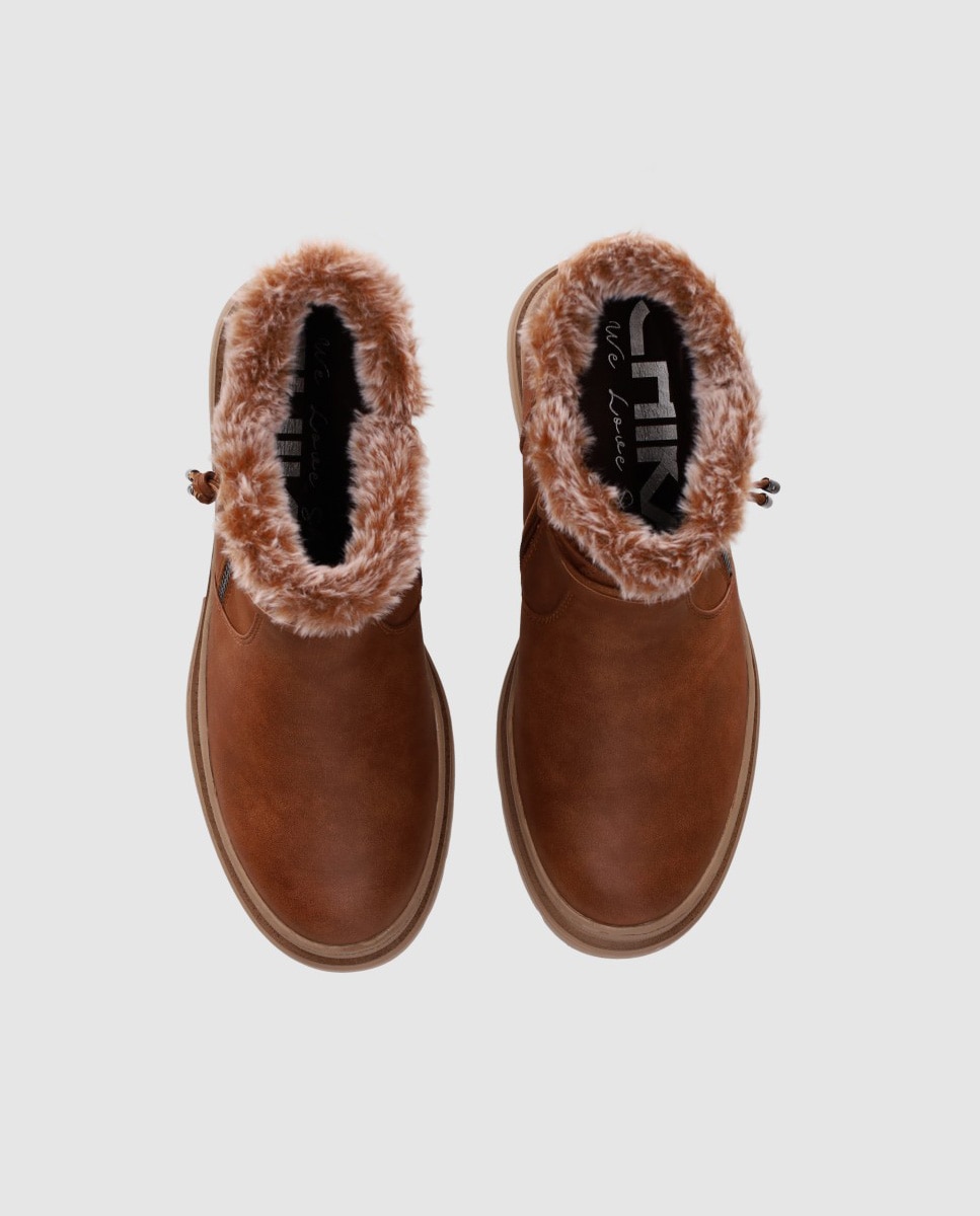Botines de pelo de mujer con suela robusta de estética aventurera y urbana - Chika10 - Marrón claro Marrón claro-4