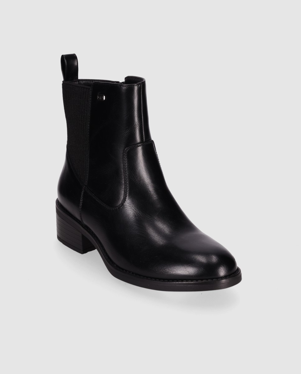 Botines básicos de mujer con tacón medio y panel elástico trasero - Chika10 - Negro Negro-3