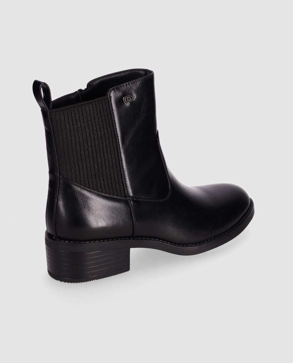 Botines básicos de mujer con tacón medio y panel elástico trasero - Chika10 - Negro Negro-2