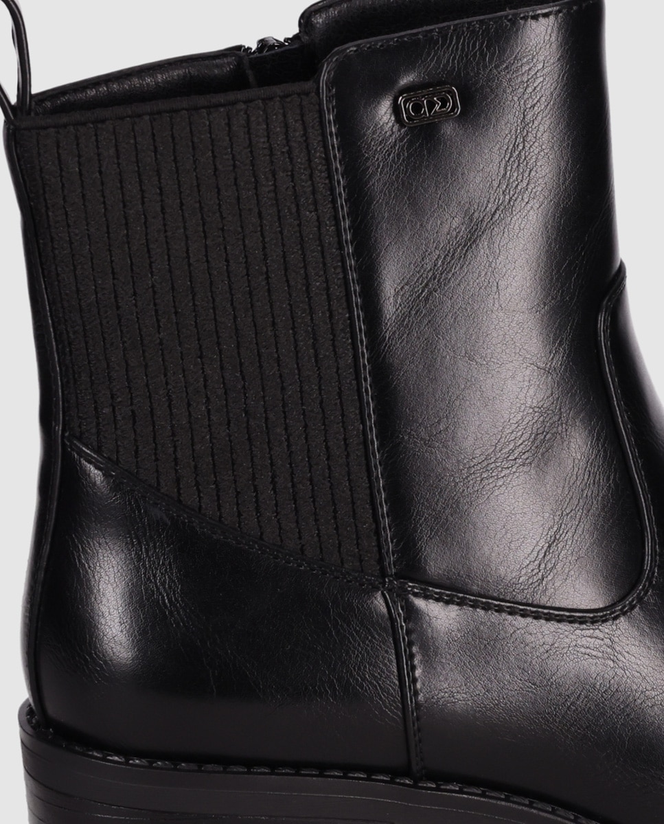 Botines básicos de mujer con tacón medio y panel elástico trasero - Chika10 - Negro Negro-5