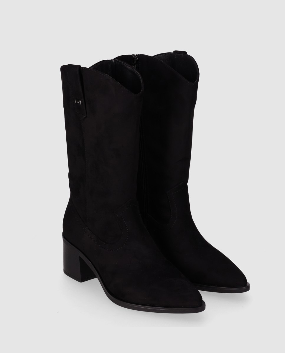 Botas cowboy de mujer con punta estilizada y tacón ancho - Chika10 - Negro Negro-3