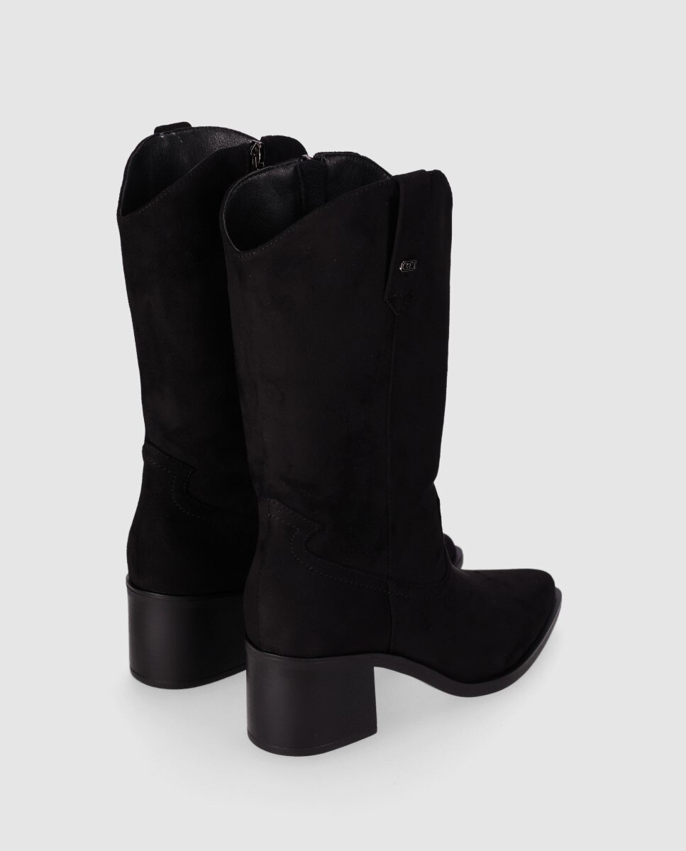 Botas cowboy de mujer con punta estilizada y tacón ancho - Chika10 - Negro Negro-2