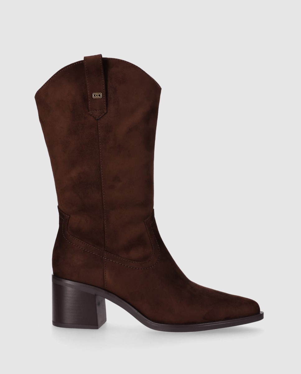 Imagen 1 de Botas cowboy de mujer con punta estilizada y tacón ancho Marrón