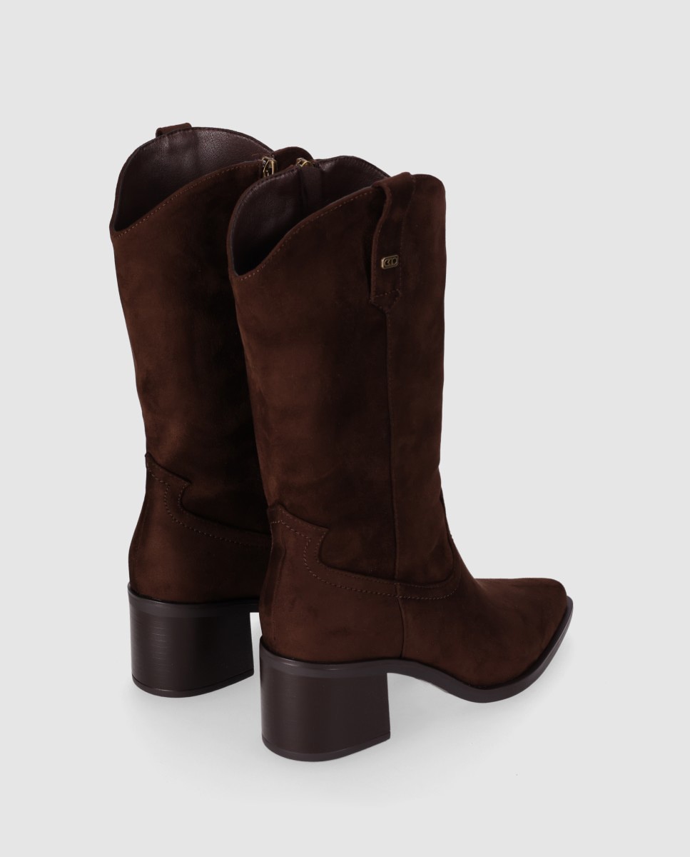 Botas cowboy de mujer con punta estilizada y tacón ancho - Chika10 - Marrón Marrón-2