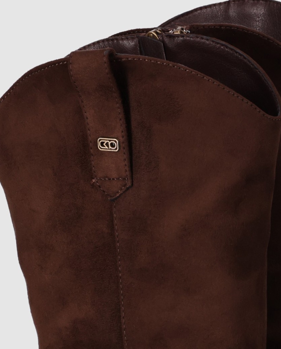Botas cowboy de mujer con punta estilizada y tacón ancho - Chika10 - Marrón Marrón-4