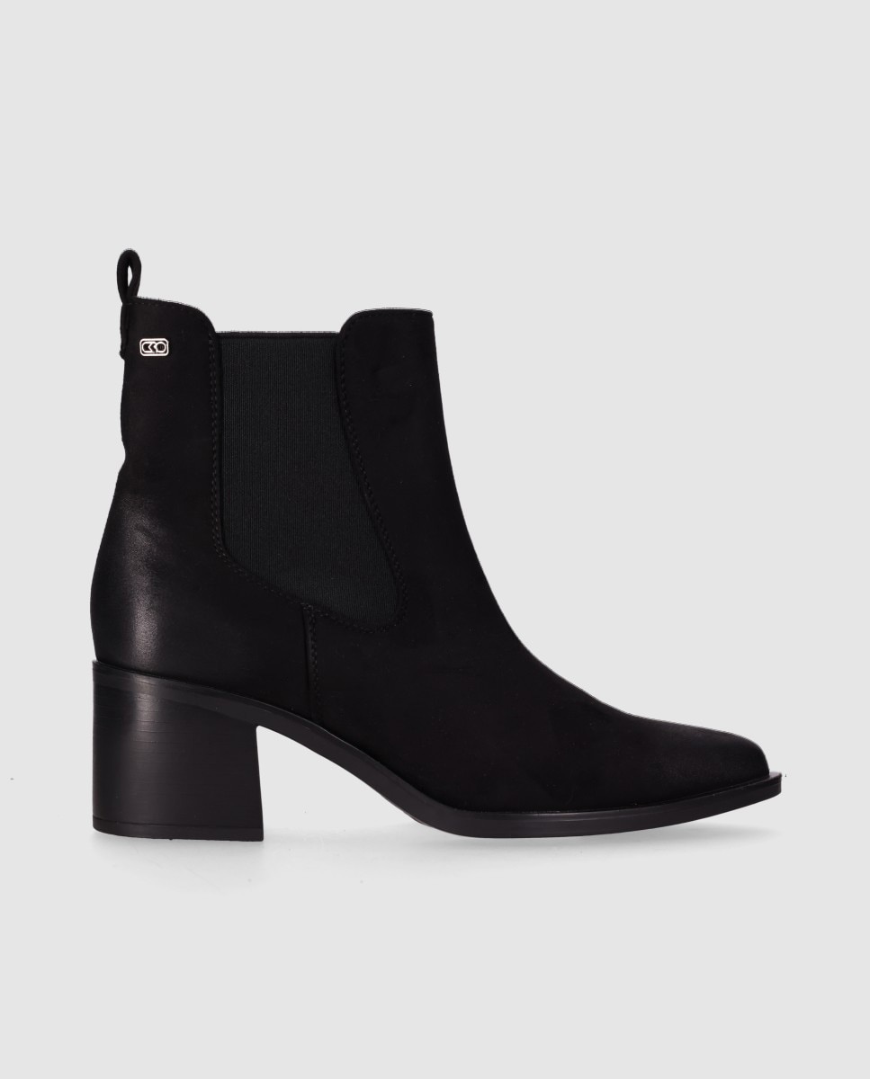 Botines chelsea de mujer con tacón ancho y puntera estilizada - Chika10 - Negro Negro-1