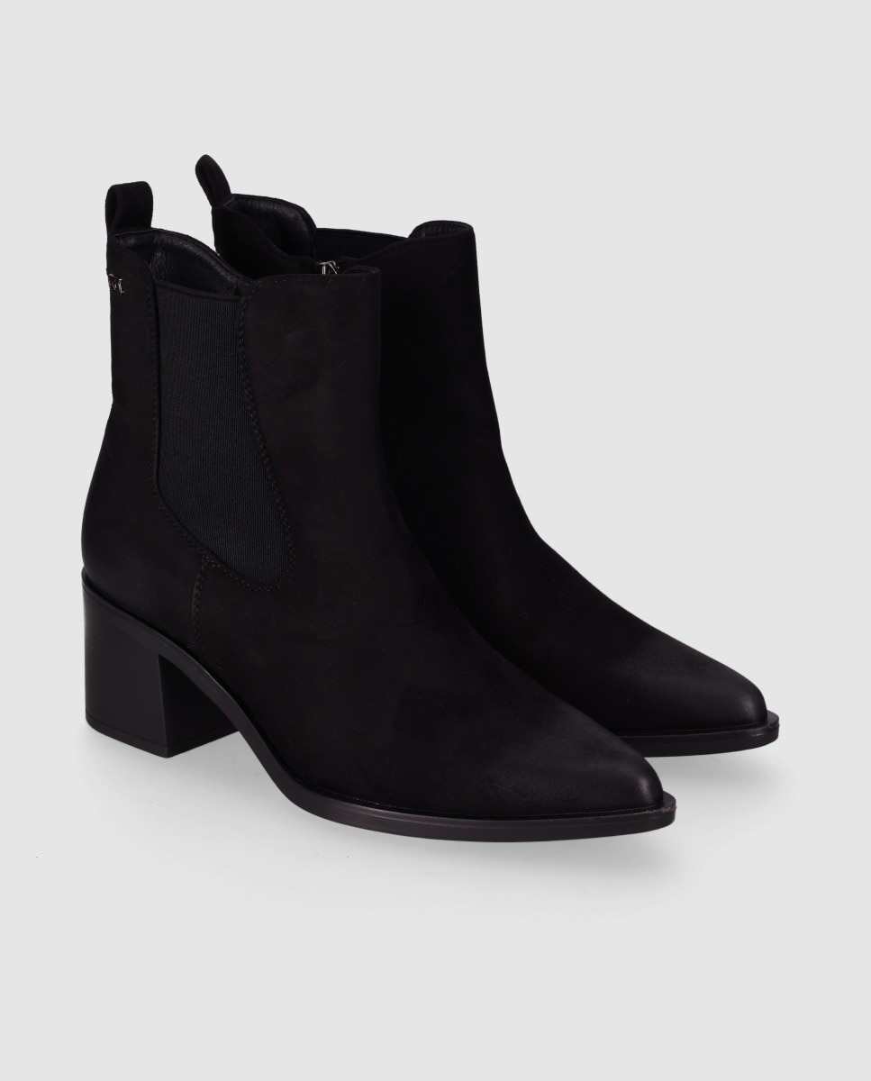 Botines chelsea de mujer con tacón ancho y puntera estilizada - Chika10 - Negro Negro-3