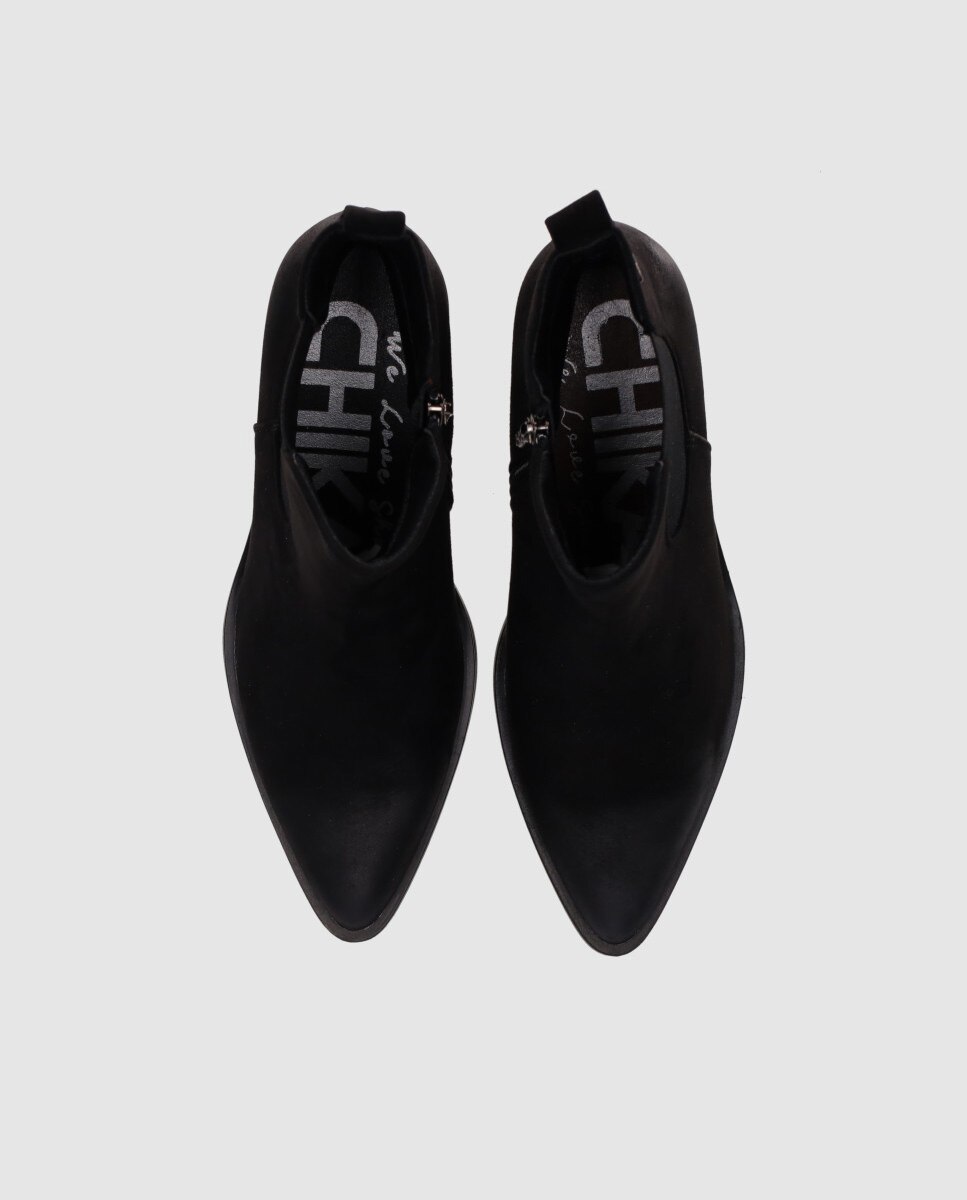 Botines chelsea de mujer con tacón ancho y puntera estilizada - Chika10 - Negro Negro-4