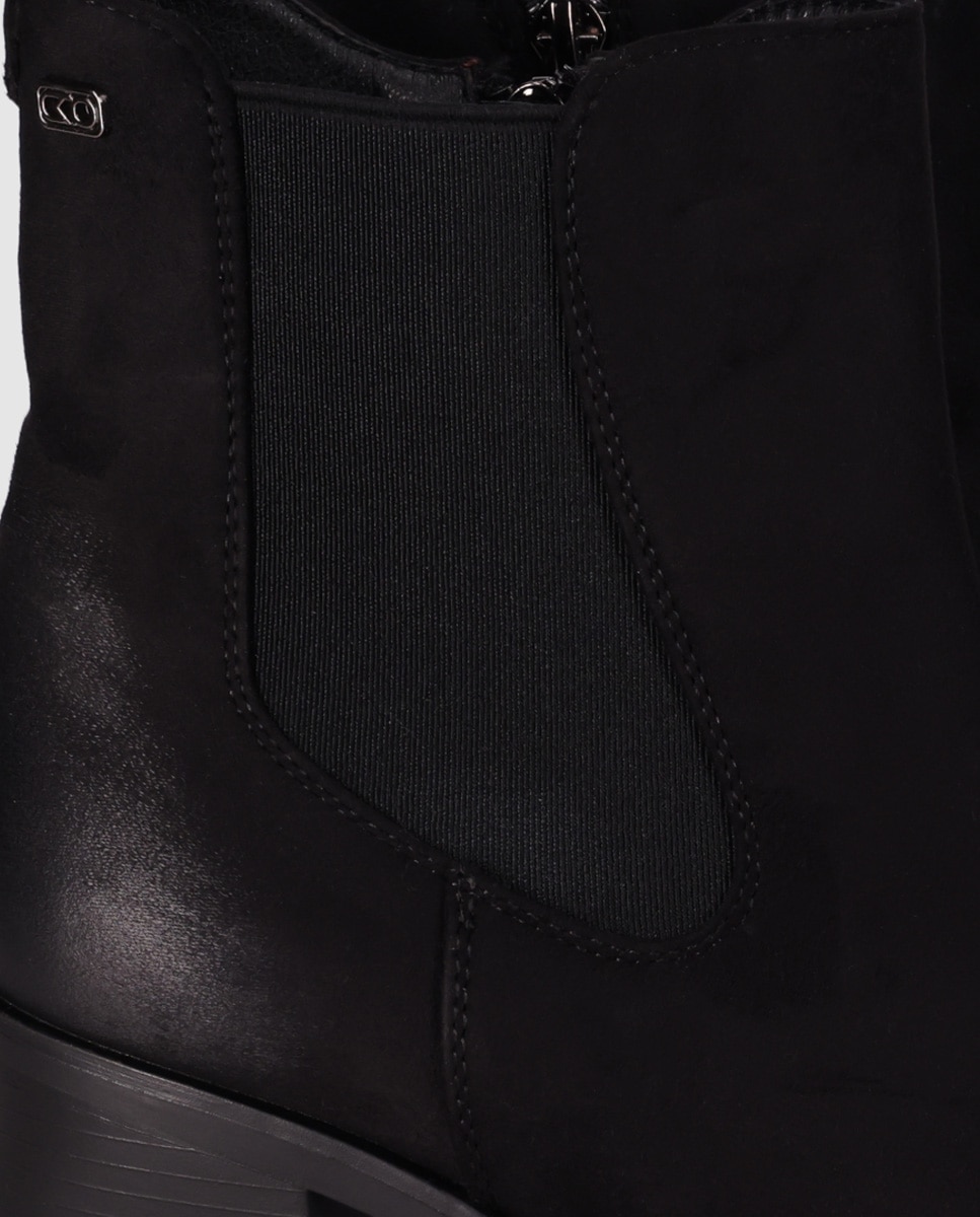 Botines chelsea de mujer con tacón ancho y puntera estilizada - Chika10 - Negro Negro-5