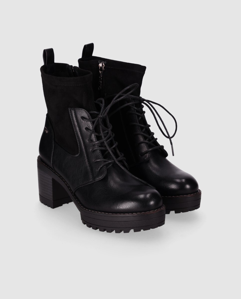 Botines suela track de mujer con estilo urbano con suela dentada y cuello elástico - Chika10 - Negro Negro-3