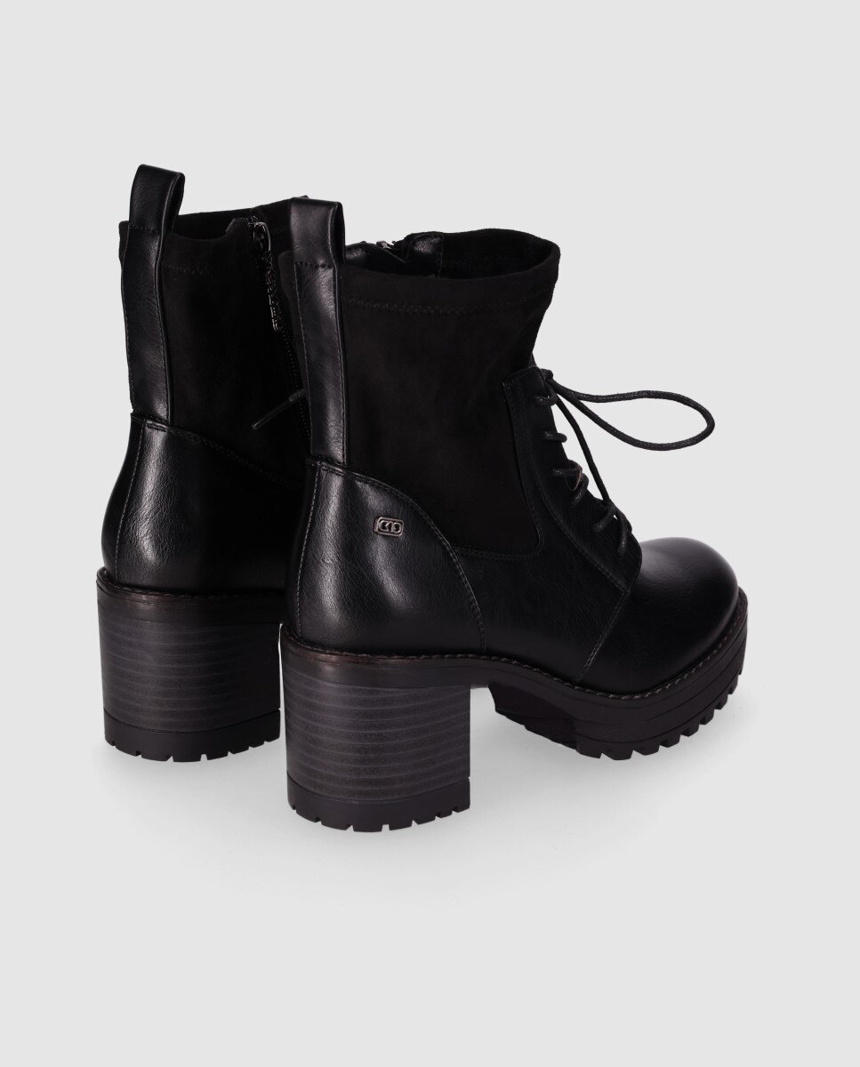 Botines suela track de mujer con estilo urbano con suela dentada y cuello elástico - Chika10 - Negro Negro-2